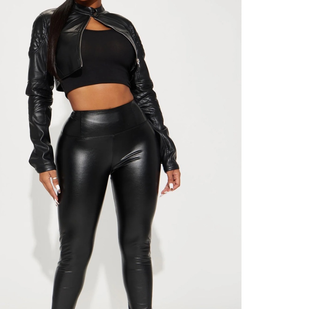Fashion Nova Black High-Waist Faux Leather Leggings